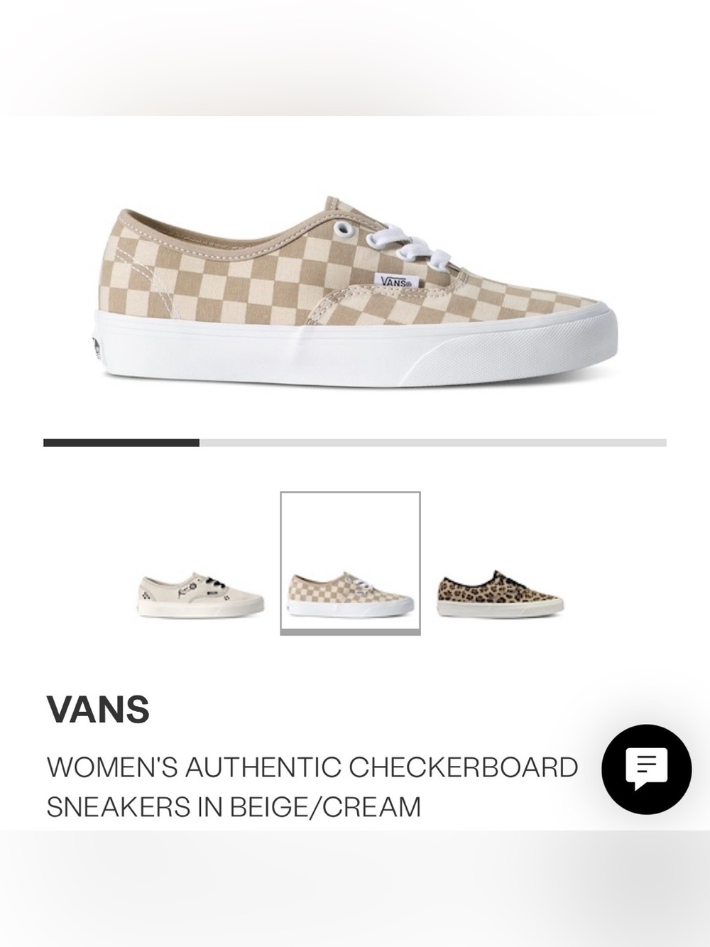 Vans Women's Authentic Checkerboard Sneakers in Beige/Cream